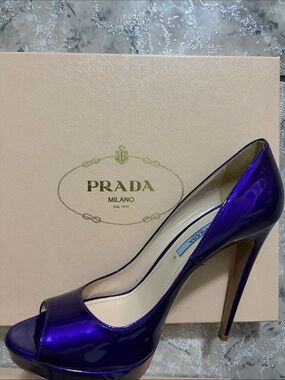 Prada Purple Patent Leather Peep-Toe Stiletto